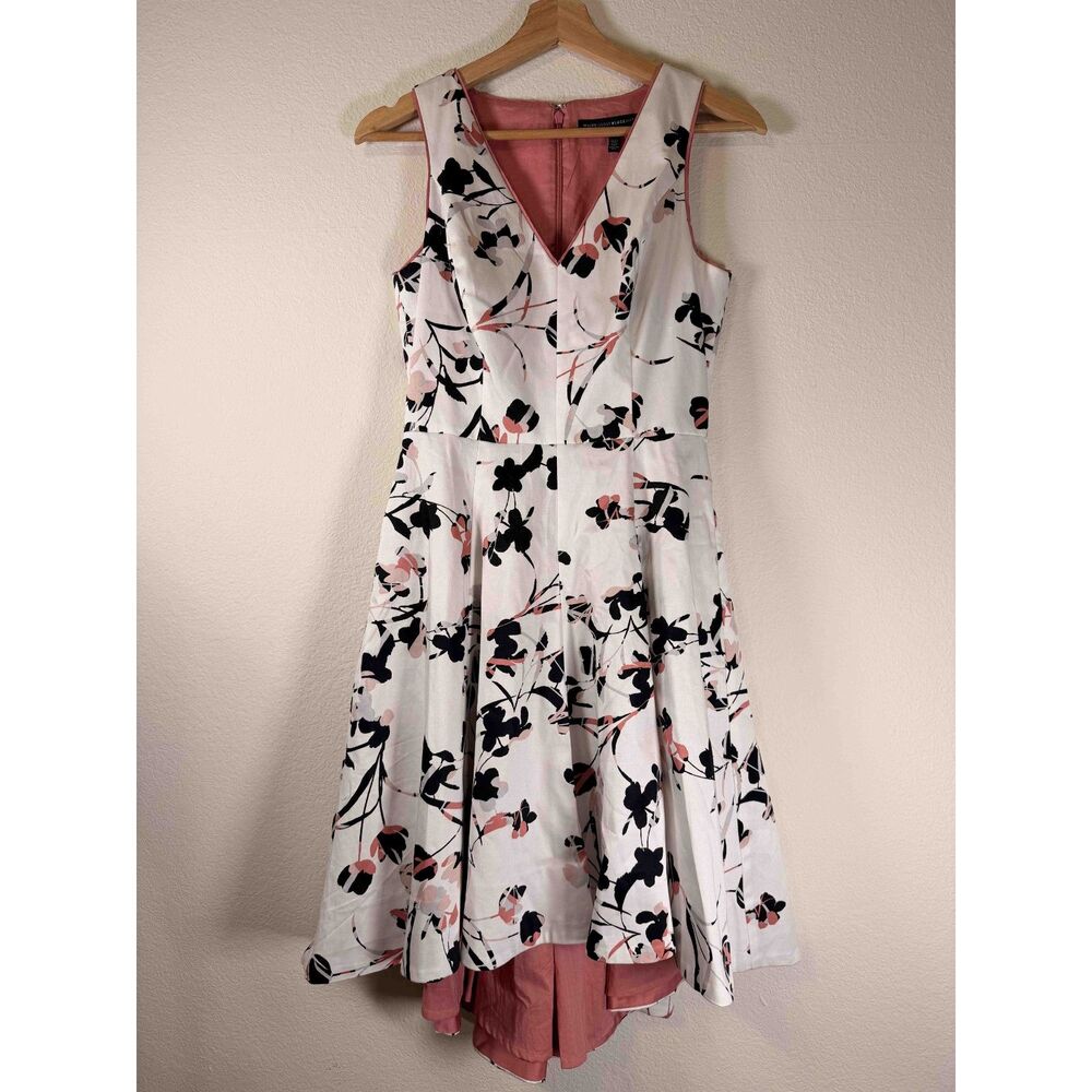 White House Black Market Floral Cotton High-Low Fit & Flare Dress Size 0
